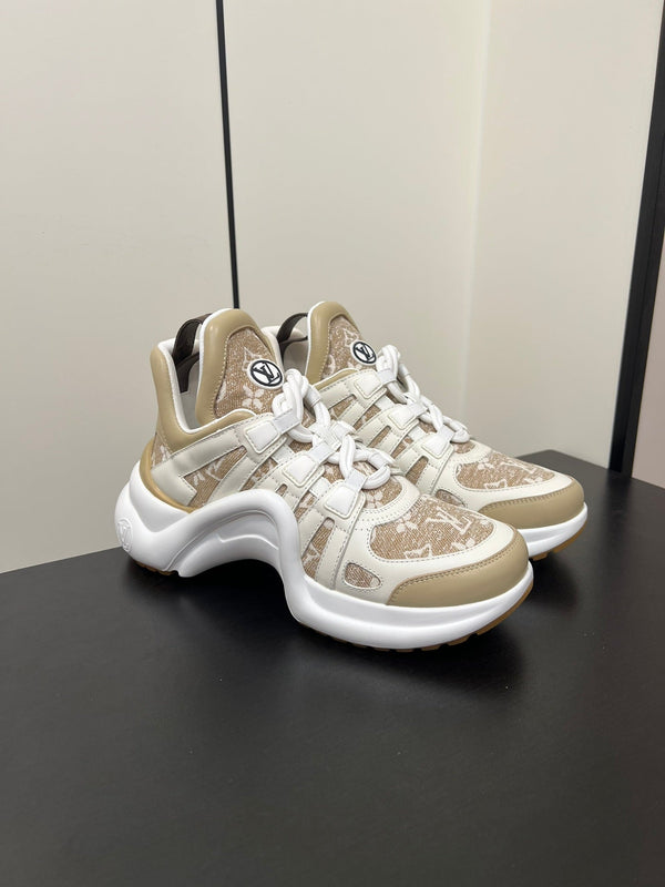 LV Archlight Sneaker 50mm White Mix Khaki Monogram Jacquard Fabric