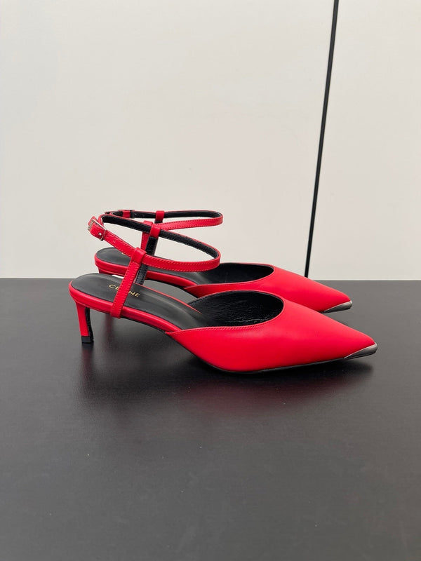 MORRAINE SLINGBACK PUMPS IN CHERRY RED CALFSKIN
