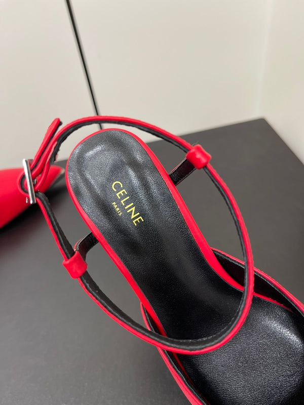 MORRAINE SLINGBACK PUMPS IN CHERRY RED CALFSKIN