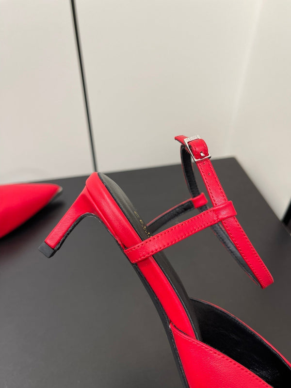 MORRAINE SLINGBACK PUMPS IN CHERRY RED CALFSKIN