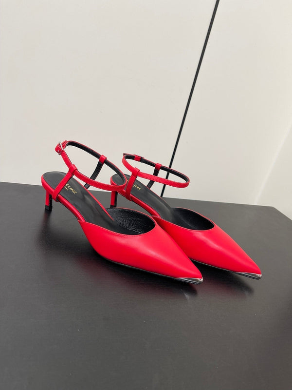 MORRAINE SLINGBACK PUMPS IN CHERRY RED CALFSKIN