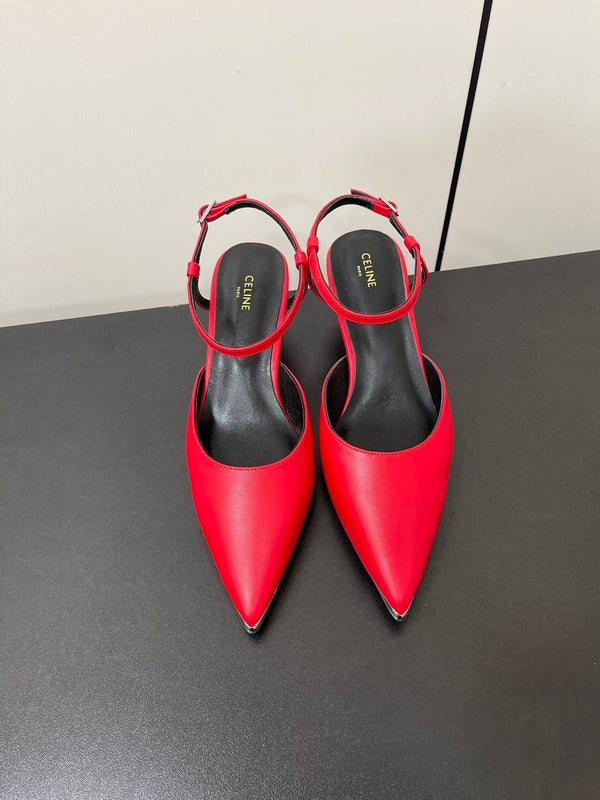 MORRAINE SLINGBACK PUMPS IN CHERRY RED CALFSKIN