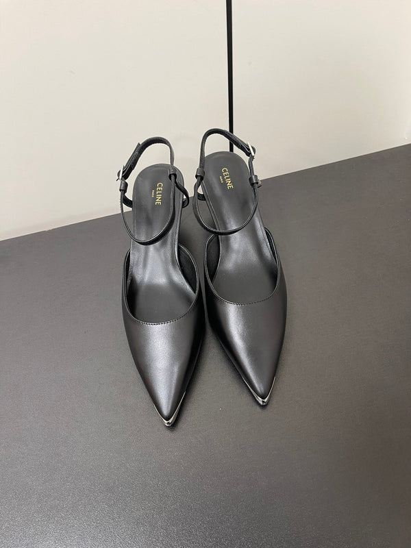 MORRAINE SLINGBACK PUMPS IN BLACK CALFSKIN