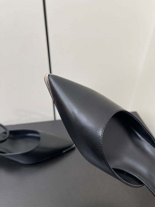 MORRAINE SLINGBACK PUMPS IN BLACK CALFSKIN