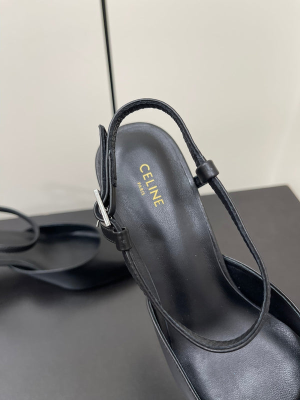 MORRAINE SLINGBACK PUMPS IN BLACK CALFSKIN