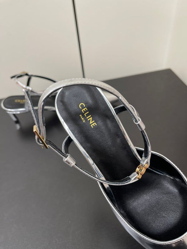 MORRAINE SLINGBACK PUMPS IN SILVER CALFSKIN