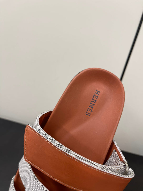 CHYPRE SANDAL ORANGE MIX CREAM CALFSKIN
