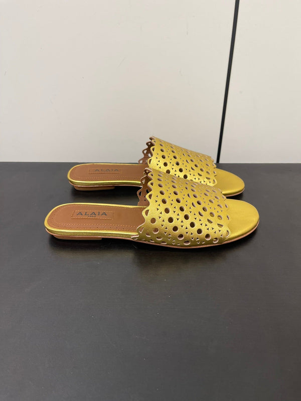 alaia mule gold metalic vienne lambskin