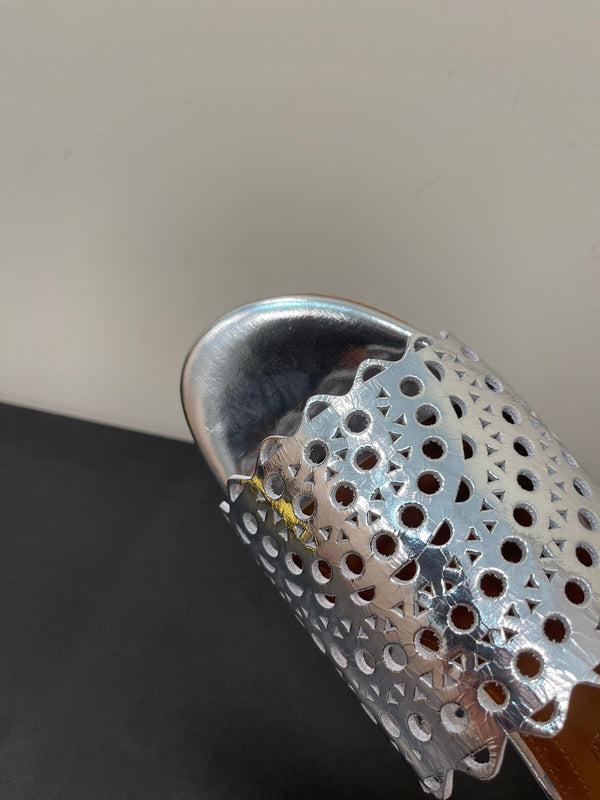 alaia mule silver metalic vienne lambskin