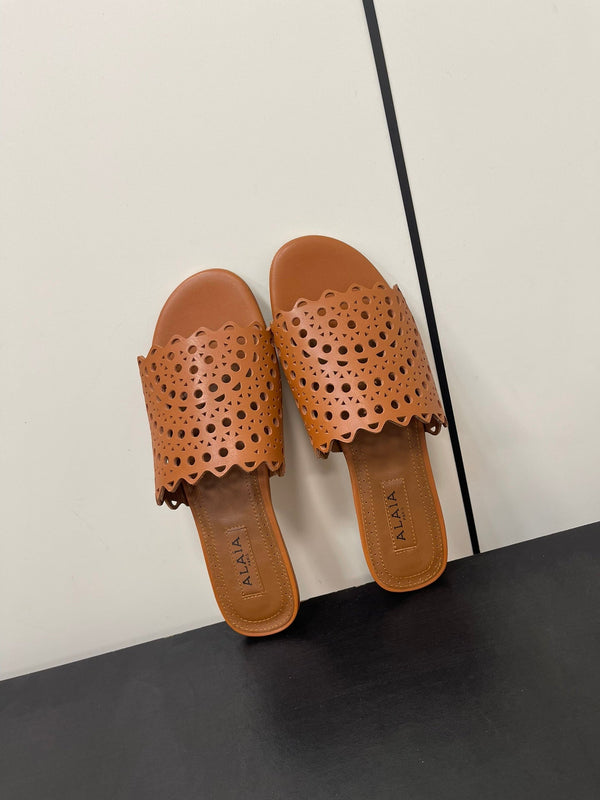 alaia mule brown vienne lambskin