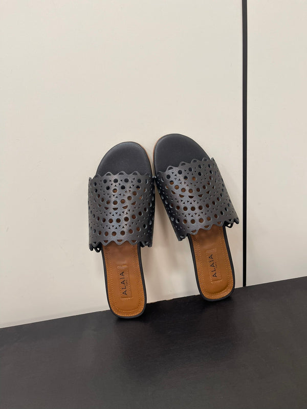 alaia mule black vienne lambskin