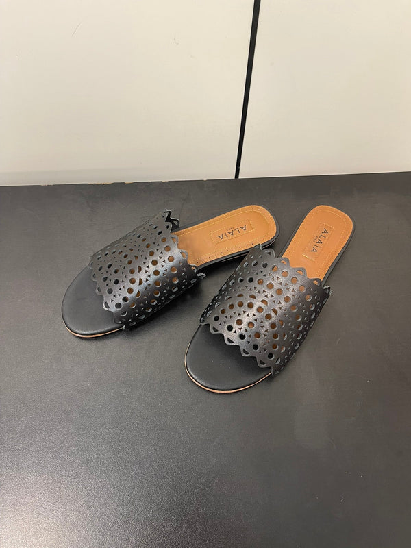 alaia mule black vienne lambskin