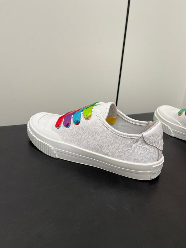 LP CLASSIC BISCUIT SNEAKERS WHITE WITH MULTI-COLOR LACES CALFSKIN