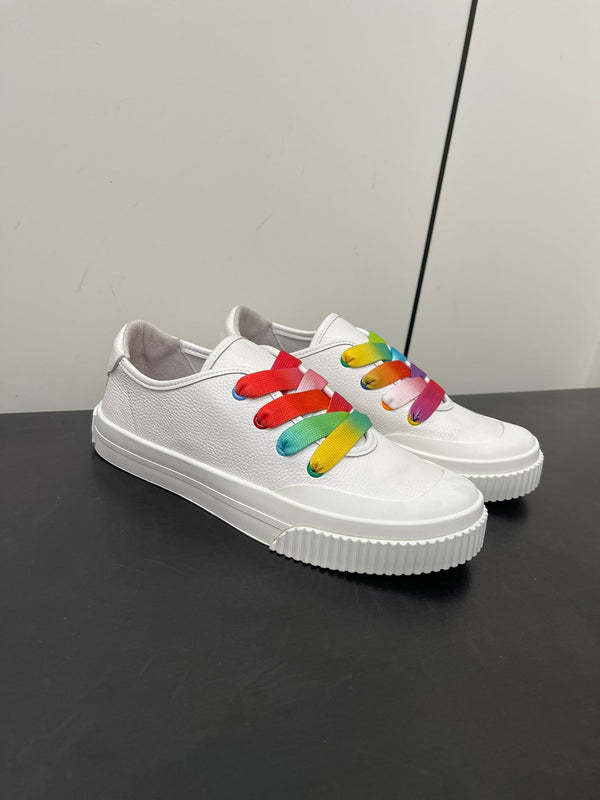 LP CLASSIC BISCUIT SNEAKERS WHITE WITH MULTI-COLOR LACES CALFSKIN
