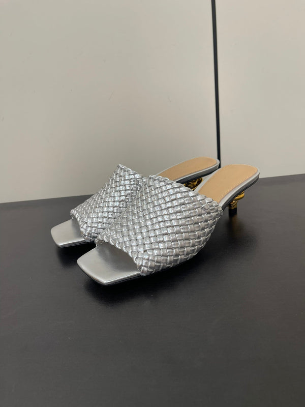 knot mule 55 silver metalic lambskin