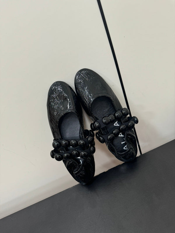 BALLERINE ALAIA SPHERE IN PELLE DI AGNELLO NERA