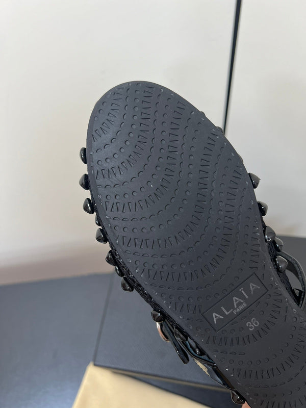 Alaila Ballet Flats With Studs On Fishnet In Black 975753