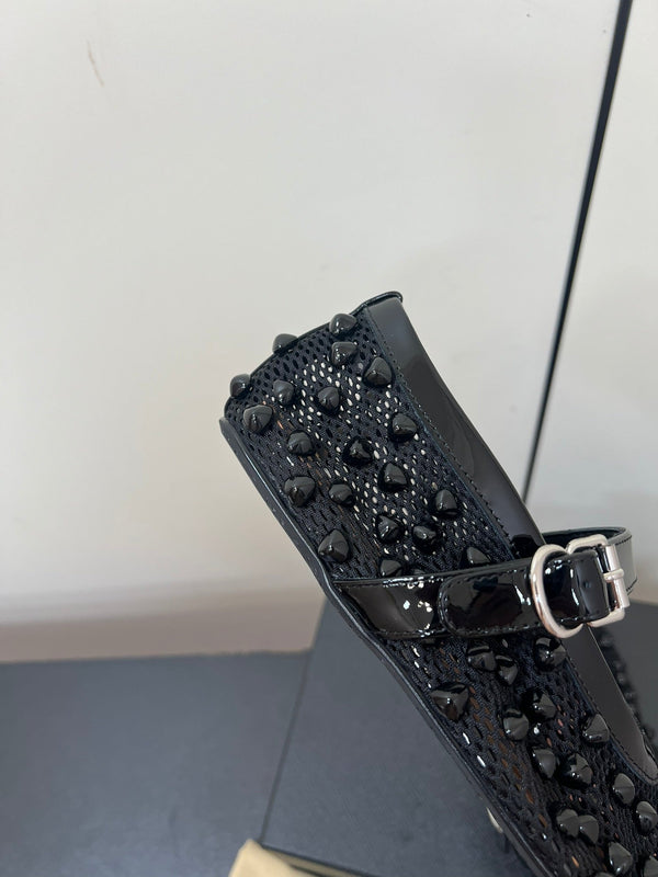 Alaila Ballet Flats With Studs On Fishnet In Black 975753