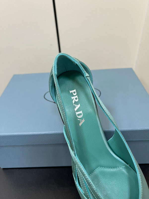 BALLERINE CON TAGLI IN RASO BLU TURCHESE