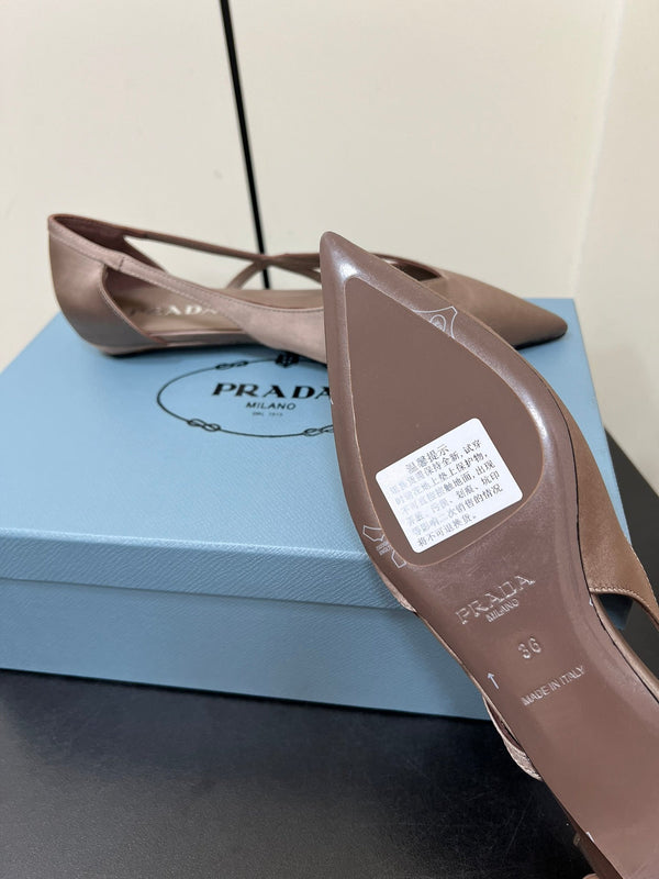 BALLERINE CON TAGLI IN RASO BEIGE NOCCIOLA