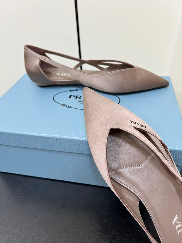 BALLERINE CON TAGLI IN RASO BEIGE NOCCIOLA