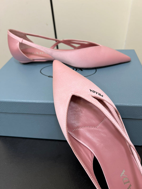 BALLERINE CON TAGLI IN RASO ROSA CONTORNO