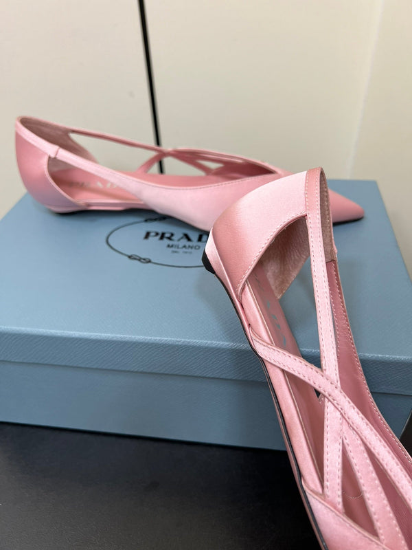 BALLERINE CON TAGLI IN RASO ROSA CONTORNO