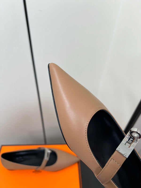 HM 25C Kelly Ballet Flat Ash Brown Calfskin 210298