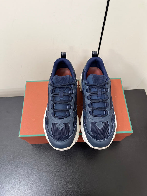 LP Cairn Walk Sneaker Navy Blue Calfskin and Fabric 210916