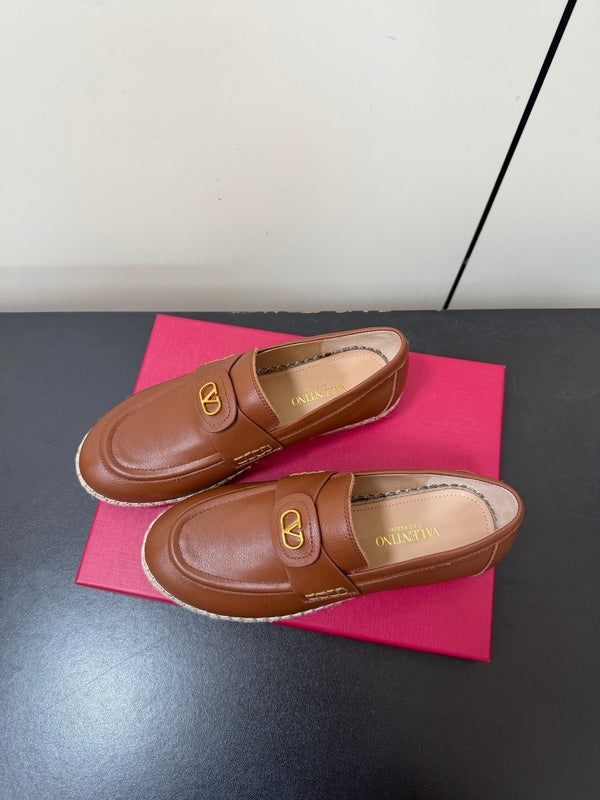 Valen Palm Avenue Loafer Brown Raffia Calfskin 619035