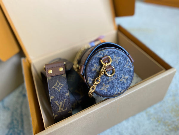 PAPILLON TRUNK 19 IN TELA MONOGRAM MARRONE CON FERRAMENTA ORO