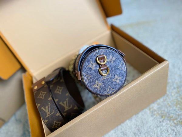 PAPILLON TRUNK 19 IN TELA MONOGRAM MARRONE CON FERRAMENTA ORO