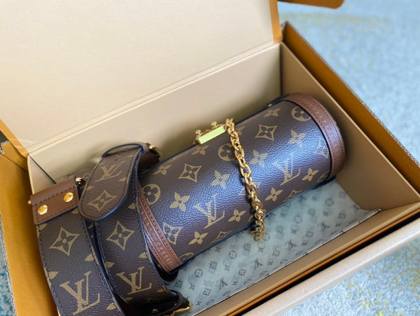 PAPILLON TRUNK 19 IN TELA MONOGRAM MARRONE CON FERRAMENTA ORO