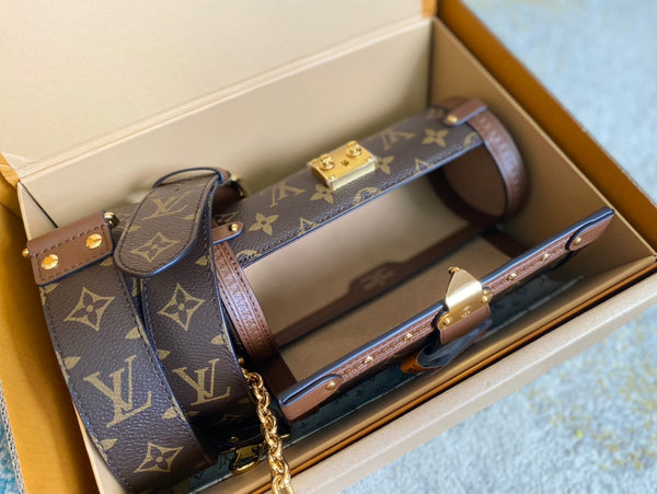 PAPILLON TRUNK 19 IN TELA MONOGRAM MARRONE CON FERRAMENTA ORO