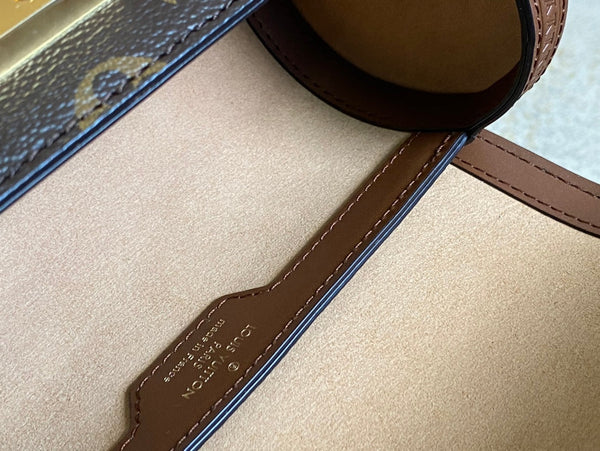 PAPILLON TRUNK 19 IN TELA MONOGRAM MARRONE CON FERRAMENTA ORO