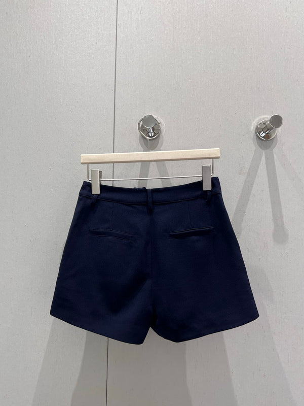 CD 25 Short-sleeved Jacket with Pleated Shorts Set Blue Polyester 220935