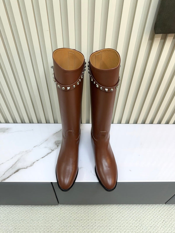 HM 25ss Kelly Buckle Riding Boots Brown Cowhide 576125