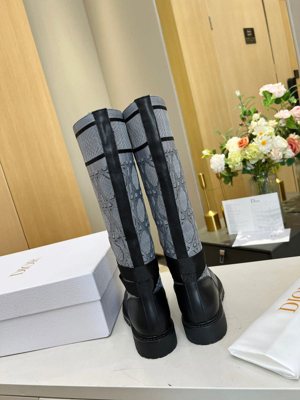 D-Major Boot In Grey Mix Black Denim Fabric And Lambskin 107717