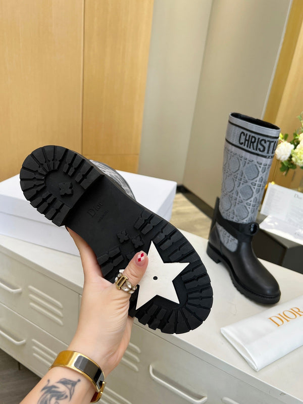 D-Major Boot In Grey Mix Black Denim Fabric And Lambskin 107717