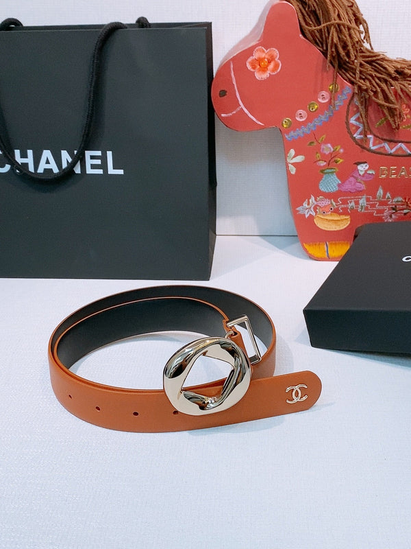 CC Pre 26s Belt 3.0cm Orange Light Gold Calfskin 203376