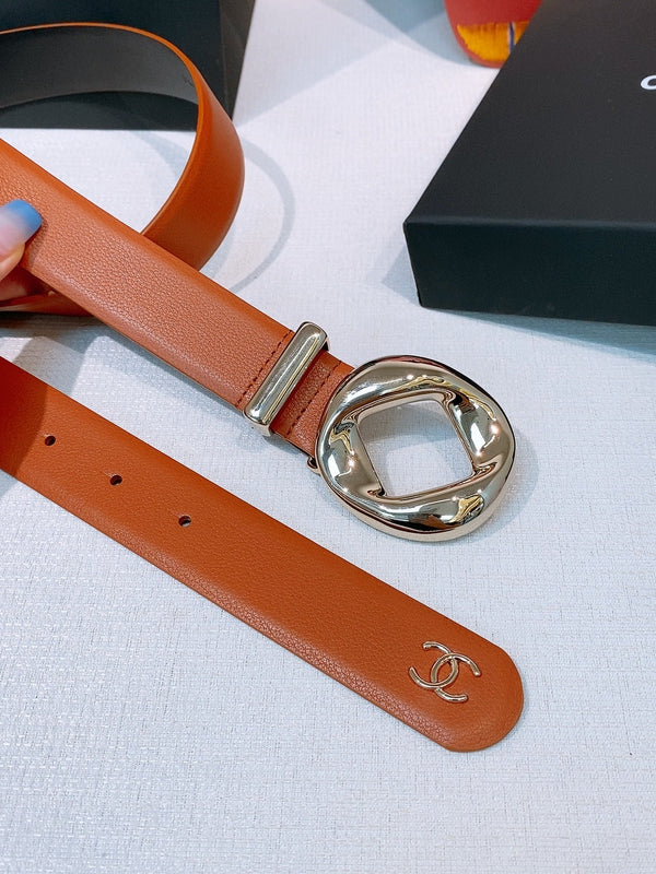 CC Pre 26s Belt 3.0cm Orange Light Gold Calfskin 203376