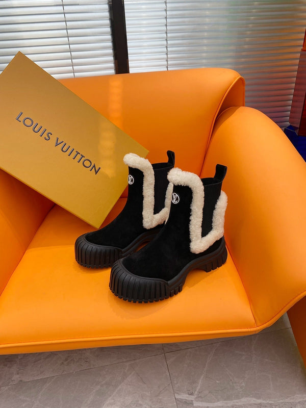 LV Ruby Flat Ankle Boot 55mm Black Suede