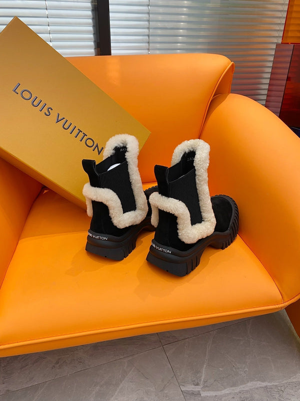 LV Ruby Flat Ankle Boot 55mm Black Suede