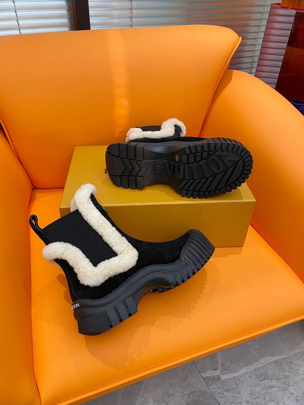 LV Ruby Flat Ankle Boot 55mm Black Suede