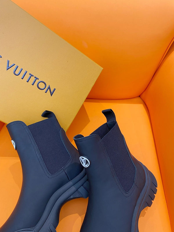 LV Ruby Flat Ankle Boot Black Silk Calfskin