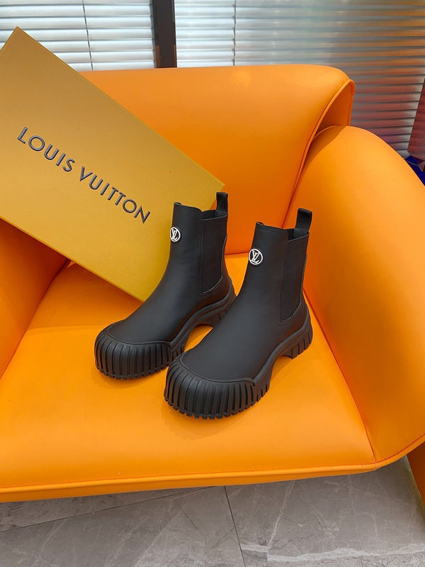 LV Ruby Flat Ankle Boot Black Silk Calfskin