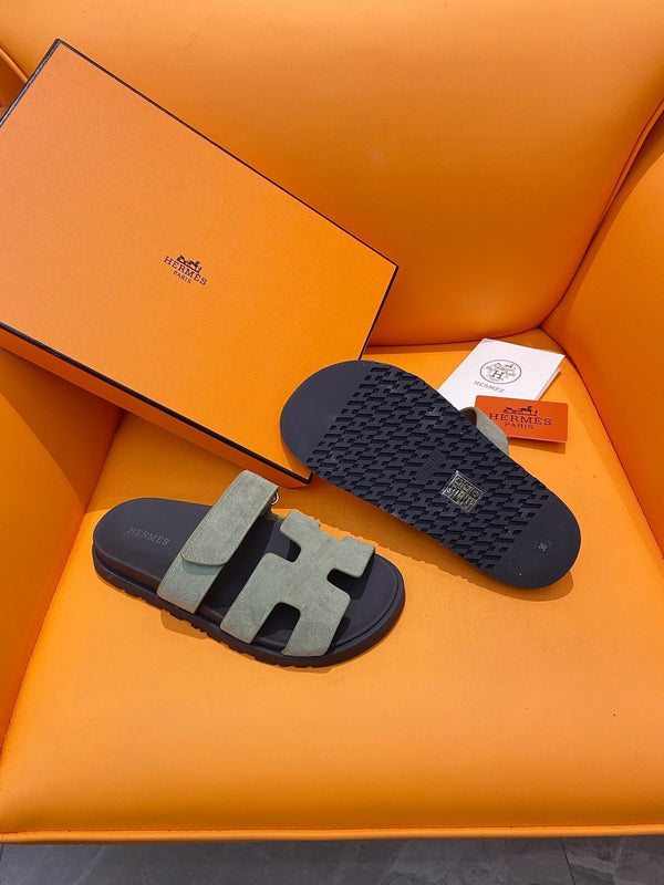 chypre sandal olive suede black calfskin