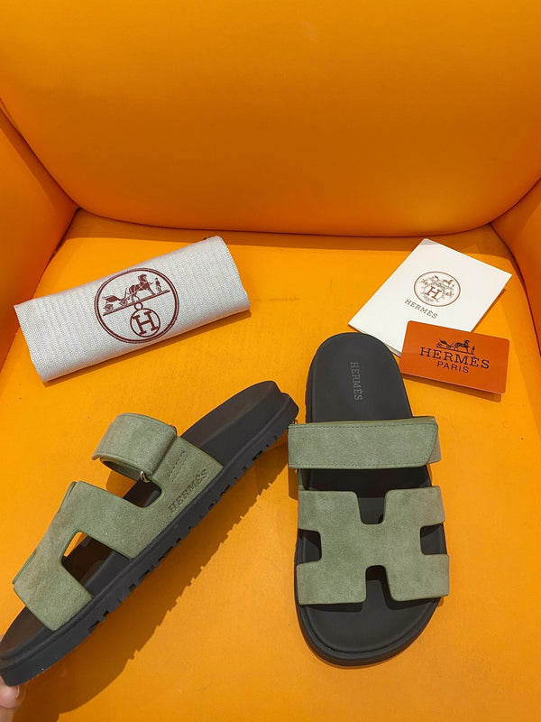 chypre sandal olive suede black calfskin