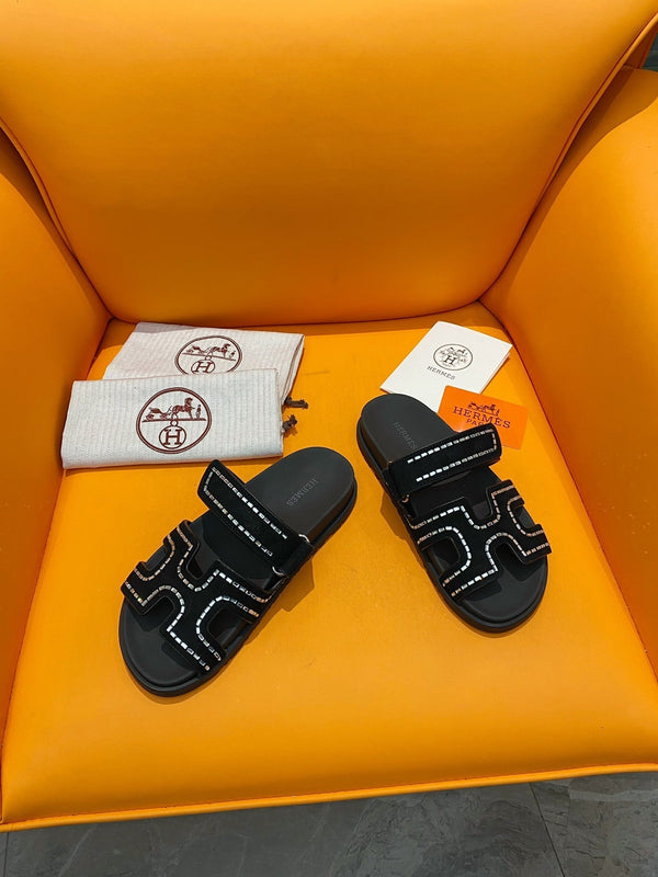 chypre sandal crystal black suede calfskin