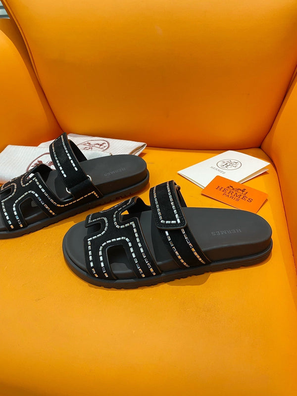 chypre sandal crystal black suede calfskin